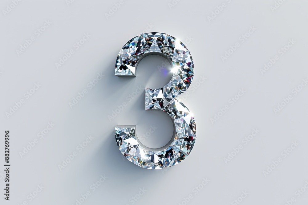 Fototapete the number 3 is made of diamonds and he is a close up of the number