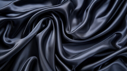 Obraz premium Luxurious, flowing black silk fabric with smooth, shiny texture. Perfect backdrop or background for fashion, luxury, or elegant design projects.