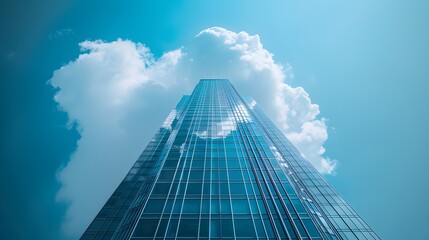 Soaring Corporate Skyscraper Symbolizing Cloud Computing Solutions for Business Growth