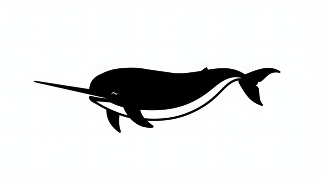 recommend clip art: black silhouette of Narwhal illustration icon vector for logo, isolated on white background