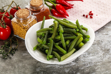 Vegan cuisine - boiled green bean