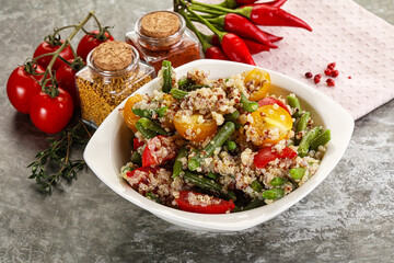 Vegan boiled quinoa with vegetables