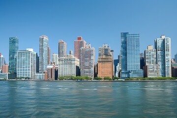 Fototapeta premium Stunning Skyline of Modern Skyscrapers by the Waterfront