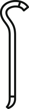 recommend clip art: Simple line drawing of a crowbar, a tool often used in construction and demolition for prying objects apart