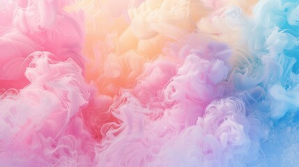 Colorful cotton candy in soft pastel color background. Generative AI