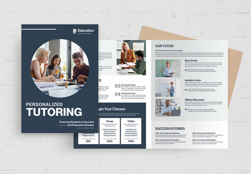 School Education Tutoring Bifold Leaflet Template