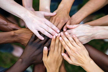 Diverse youth joined hands in unity, fighting against discrimination and advocating for equality.