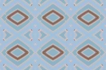 African Ikat paisley embroidery on blue background.geometric ethnic oriental seamless pattern traditional.Aztec style abstract