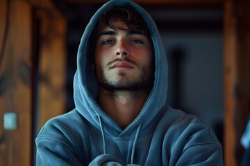 Young Man in a Hoodie with a Confident Gaze