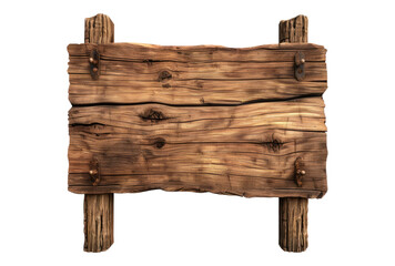 Photo of a wooden sign isolated on transparent background