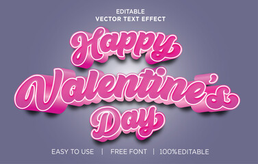 Happy Valentine's Day 3d style text effect.