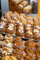 Scones - traditional British baked good, popular in the United Kingdom and Ireland, tea buns make with yeast with different toppings