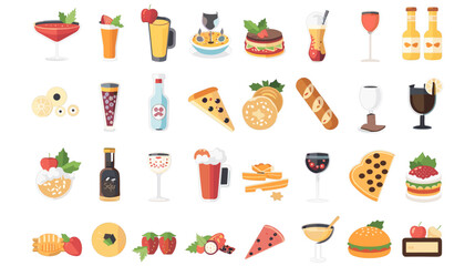 Food & drinks flat icons set