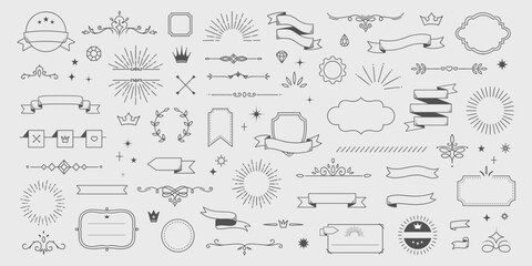 Vintage decorative ornament design elements in doodle style hand drawn vector illustration