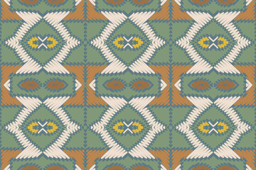 Fototapeta premium Abstract Ikat Art Seamless Pattern Folk Embroidery Aztec Geometric Art, Geometric Ethnic, African Ikat Paisley Embroidery. Navajo, Seamless Pattern