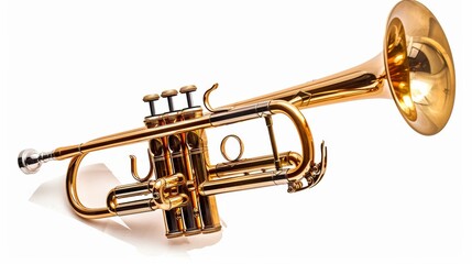 Obraz premium Brass Trumpet on White Background