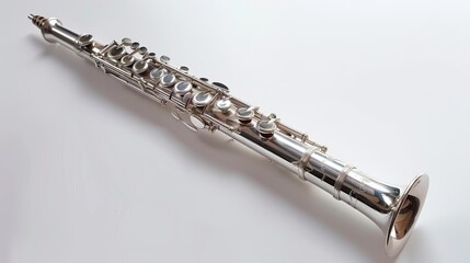 Fototapeta premium Shiny Silver Flute on White Background