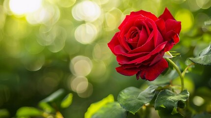 Red Rose flower on green background. Gardening flowers which are very beautiful