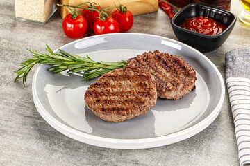 Grilled two beef burger cutlet