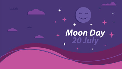 Moon Day vector banner design illustration