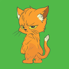 cat with angry face cute little cat illustration