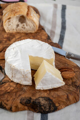 French soft Camembert cheese, original Camembert de Normandie made from raw cow milk