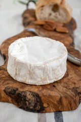 French soft Camembert cheese, original Camembert de Normandie made from raw cow milk