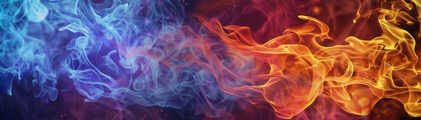 Fototapeta premium Blazing abstract fire and ice elements colliding together