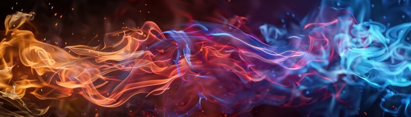 Abstract Fire and Ice Dance of Nature's Elements