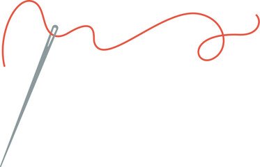 Embroidery thread and needle logo, vector sewing craft decoration element, doodle embroidery supplies design, hand drawn dressmaking accessories object, flat tailor tool illustration,