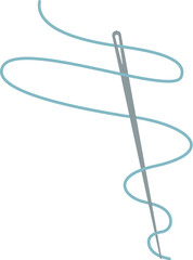 Sewing needle and thread icon, cartoon sewing supplies design, hand drawn embroidery accessories object, vector fashion decoration element, flat tailor craft tool illustration,