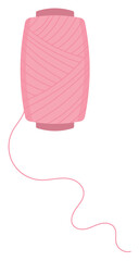 Thread spool sticker, flat fashion tool element, doodle sewing accessories design, hand drawn tailor craft supplies illustration, cartoon embroidery decoration object,