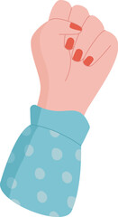 Man fist power sign, person holds revolution gesture, human hold protest sign, right activist show up solidarity fist, character raise support arm, man holding strength symbol,