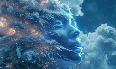 Digital Portrait Formed From Clouds