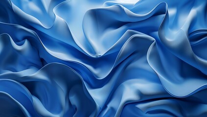 Fototapeta premium 3d render of abstract blue background with folded paper texture, folded and ruffled fabric. The shape is like an open book or presentation poster in minimalistic style. Background for design banner, f