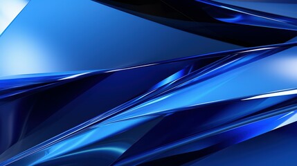 Blue geometric shapes form an abstract background with varying shades of blue