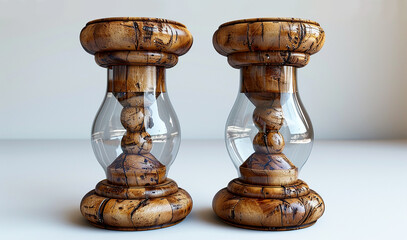 View of an artificial wooden timer on a white background