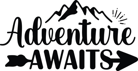 Camping Typography Vector Silhouettes Art Design