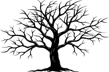 
Dead Tree Silhouette Vector art, Scary Trees black Silhouette, Forest Tree without leaves black and white clipart Collection