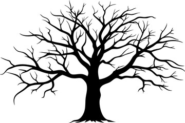 Obraz premium Dead Tree Silhouette Vector, Silhouette of a leafless tree, branches. Vector illustration