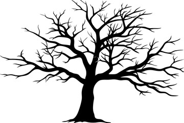 
Dead Tree Silhouette Vector art, Scary Trees black Silhouette, Forest Tree without leaves black and white clipart Collection