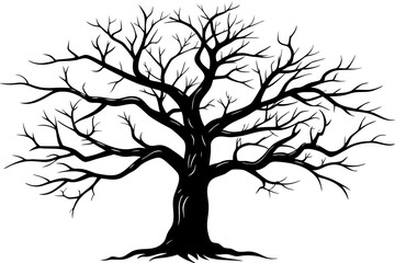 
Dead Tree Silhouette Vector art, Scary Trees black Silhouette, Forest Tree without leaves black and white clipart Collection