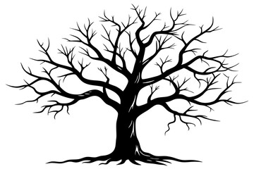 Fototapeta premium Dead Tree Silhouette Vector art, Scary Trees black Silhouette, Forest Tree without leaves black and white clipart Collection