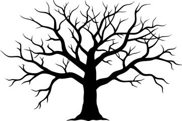 
Dead Tree Silhouette Vector art, Scary Trees black Silhouette, Forest Tree without leaves black and white clipart Collection