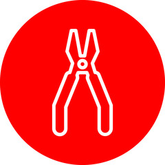 Pliers Vector Line White Circle Red