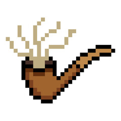 Smoking pipe in pixel art style