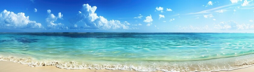 Fototapeta premium Breathtaking panoramic view of a tropical beach with turquoise water and white sand