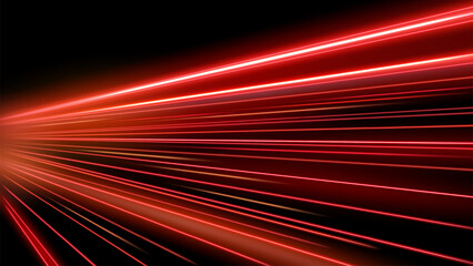 Fototapeta premium Red Light Trails, Long Time Exposure Motion Blur Effect, Vector Illustration