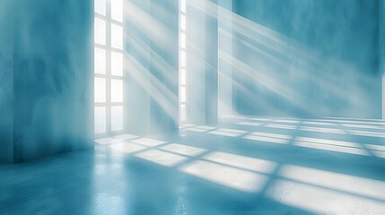 Obraz premium Sunlight Streaming Through Large Windows in a Serene, Empty Room