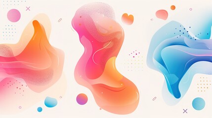 Liquid shape frame treatment colorful set. illustration